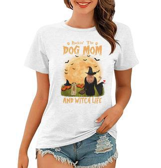 Rocking The Dog Mom And Witch Life Pug Halloween Sweatshirt Women T-shirt - Thegiftio UK