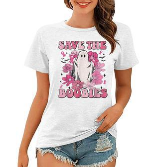 Save The Boobies Pink Ghost Women Breast Cancer Halloween Women T-shirt - Thegiftio UK