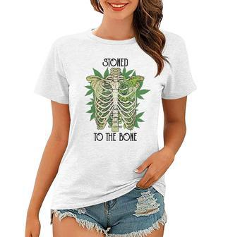Skeleton And Plants Stoned To The Bone Women T-shirt - Seseable