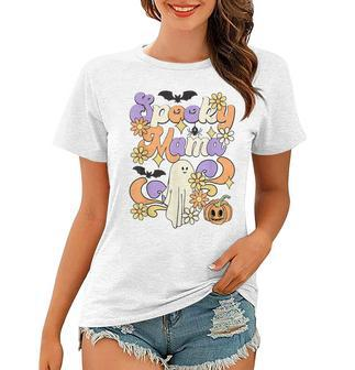 Spooky Mama Floral Ghost Boo Mom And Babe Matching Halloween Women T-shirt - Seseable