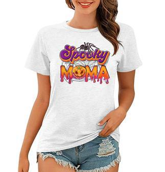 Spooky Mama Jack O Lantern Halloween Mama Pumpkin Women T-shirt - Seseable