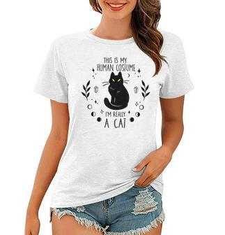 This Is My Human Costume Im Really A Cat Halloween Costume Women T-shirt - Seseable