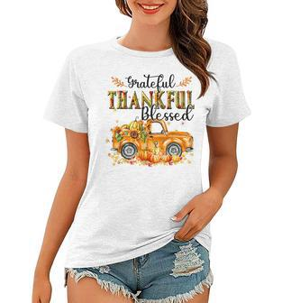 Truck Pumpkin Grateful Thankful Blessed Happy Fall Yall Women T-shirt - Thegiftio UK