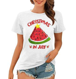 Watermelon Christmas Tree Christmas In July Summer Vacation V3 Women T-shirt - Seseable