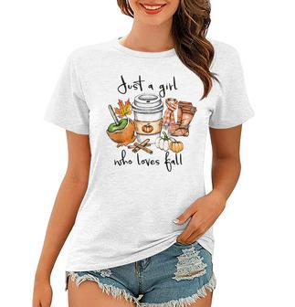Womens Just A Girl Who Loves Fall Pumpin Spice Latte Autumn Women T-shirt - Thegiftio UK