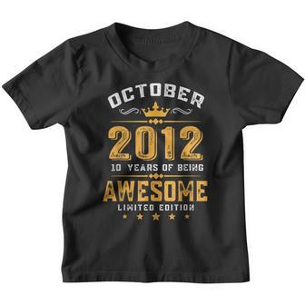 10 Year Old Birthday Born In October 2012 Limited Edition Youth T-shirt - Thegiftio UK