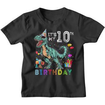 10 Years Old Gifts Its My 10Th Birthday Dinosaur T Rex Youth T-shirt - Thegiftio UK