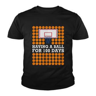 100Th Day Of School Basketball Balls 100 Basket Balls Basketball Hoop Youth T-shirt - Monsterry DE