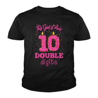10Th Birthday Donut This Girl Is Now 10 Double Digits Youth T-shirt - Seseable