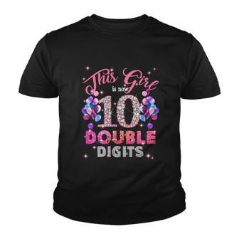 10Th Birthday Funny Gift This Girl Is Now 10 Double Digits Meaningful Gift Youth T-shirt - Monsterry DE