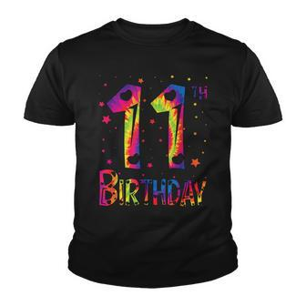 11 Year Old Girls -Boys Birthday 11Th Birthday Tie Dye Youth T-shirt - Seseable