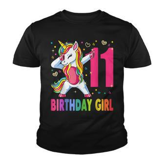 11 Year Old Unicorn Dabbing 11Th Birthday Girl Unicorn Party Youth T-shirt - Seseable