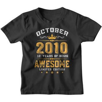 12 Year Old Birthday Born In October 2010 Limited Edition Youth T-shirt - Thegiftio UK