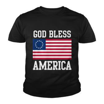 13 Star Flag Usa Betsy Ross God Bless America 4Th Of July Gift Youth T-shirt - Monsterry