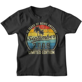 14 Year Old Gift Awesome Since September 2008 14Th Birthday Youth T-shirt - Thegiftio UK