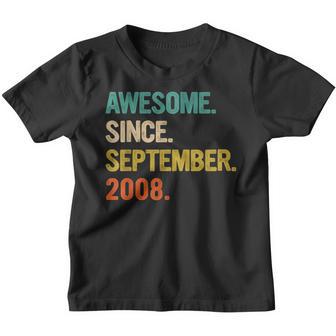 14 Years Old Gift Awesome Since September 2008 14Th Birthday V7 Youth T-shirt - Thegiftio UK