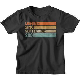 14 Years Old Gift Legend Since September 2008 14Th Birthday V2 Youth T-shirt - Thegiftio UK