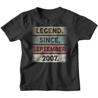 15 Years Old Gifts Legend Since September 2007 15Th Birthday V7 Youth T-shirt - Thegiftio UK