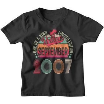 15Th Birthday Gifts Vintage September 2007 15 Years Old Youth T-shirt - Thegiftio UK