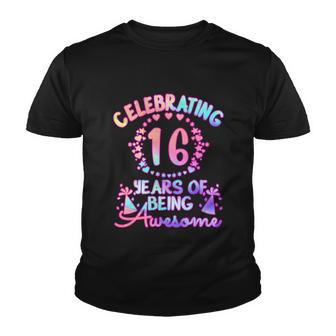 16 Years Of Being Awesome 16 Year Old Birthday Girl Graphic Design Printed Casual Daily Basic Youth T-shirt - Thegiftio UK