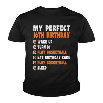 16 Years Old Perfect 16Th Birthday Basketball 16Th Birthday Youth T-shirt - Seseable