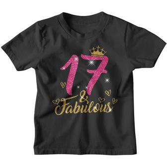 17 & Fabulous 17 Year Old Gifts 17Th Birthday Pink Crown V2 Youth T-shirt - Thegiftio UK