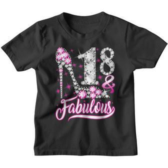 18 Years Old Gifts 18 & Fabulous 18Th Birthday Pink Diamond Youth T-shirt - Thegiftio UK