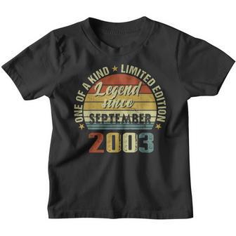 19 Years Old Gifts Legend Since September 2003 19Th Birthday V7 Youth T-shirt - Thegiftio UK
