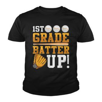 1St Grade Back To School 1St Grade Batter Up Baseball V3 Youth T-shirt - Thegiftio UK
