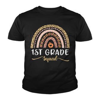1St Grade Squad Leopard Rainbow First Grade Teacher Student Youth T-shirt - Thegiftio UK