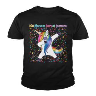 100 Magical Days Of Learning Dabbing Unicorn Graphic Design Printed Casual Daily Basic Youth T-shirt
