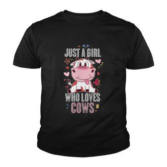 Ust A Girl Who Loves Cows Cute Gift Graphic Design Printed Casual Daily Basic Youth T-shirt