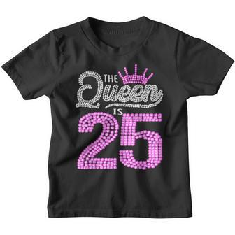 25 Year Old Gifts This Queen Is 25Th Birthday Diamond Crown Youth T-shirt - Thegiftio UK