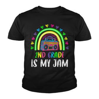 2Nd Grade Is My Jam Rainbow Boombox Teacher Student Youth T-shirt - Thegiftio UK