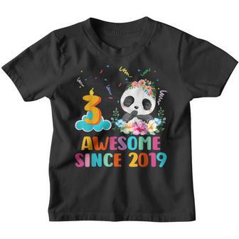3 Year Old Awesome Since 2019 3Rd Birthday Panda Unicorn Youth T-shirt - Thegiftio UK