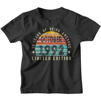 30 Year Old Gifts October 1992 Limited Edition 30Th Birthday V4 Youth T-shirt - Thegiftio UK
