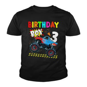 3Rd Birthday Boy Blaze 3 Year Old Monster Truck Bday Party V2 Youth T-shirt - Seseable