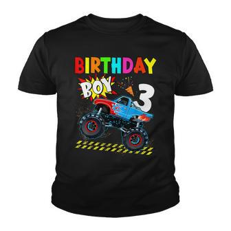 3Rd Birthday Boy Blaze 3 Year Old Monster Truck Bday Party Youth T-shirt - Seseable