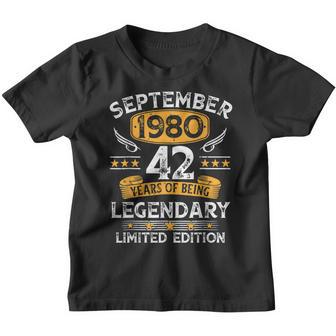 42 Years Old Gifts 42Nd Birthday Vintage September 1980 V2 Youth T-shirt - Thegiftio UK