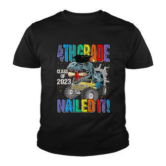 4Th Grade Class Of 2023 Nailed It Monster Truck Dinosaur Gift Youth T-shirt - Monsterry