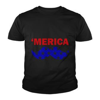 4Th Of July Merica Bearded American Flag Youth T-shirt - Monsterry