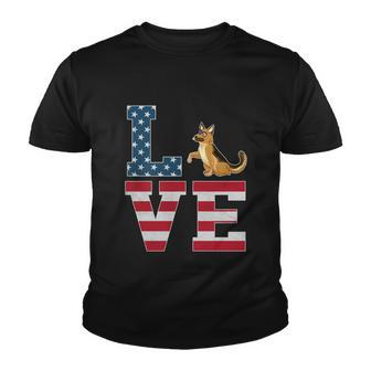 4Th Of July Patriotic Love German Shepherd Dog American Flag Gift Youth T-shirt - Monsterry CA