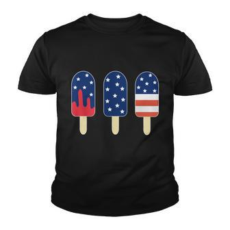 4Th Of July Popsicle Red White Blue American Flag Youth T-shirt - Monsterry