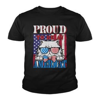 4Th Of July Proud To Be An American Cat Lover Youth T-shirt - Monsterry