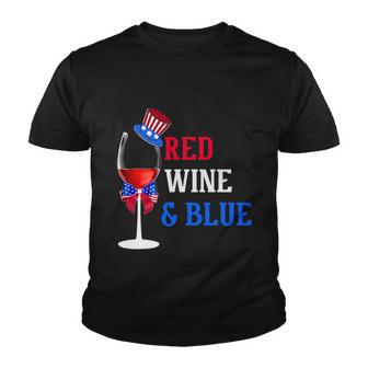 4Th Of July Red White And Blue Wine Glass Firework Drinker Tshirt Youth T-shirt - Thegiftio UK