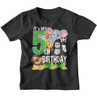 5 Year Old Zoo Birthday Safari Jungle Animal 5Th V3 Youth T-shirt - Thegiftio UK