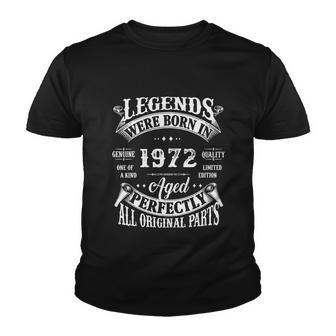 50Th Birthday Vintage Birthday Legends Born In 1972 Graphic Design Printed Casual Daily Basic Youth T-shirt - Thegiftio UK