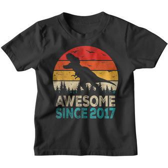 5Th Birthday Dinosaur 5 Year Old Awesome Since 2017 Gift V2 Youth T-shirt - Thegiftio UK