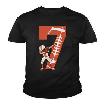 7 Years Old Boy Football Player 7Th Football Birthday Kids Youth T-shirt - Seseable