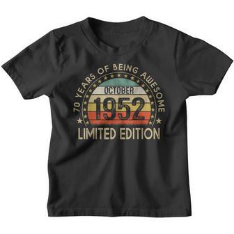70 Year Old Gifts Awesome Since October 1952 70Th Birthday V3 Youth T-shirt - Thegiftio UK